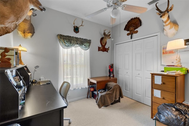 6307 Berkshire Pass, Leesburg, FL 34748 - office with a ceiling fan and light colored carpet