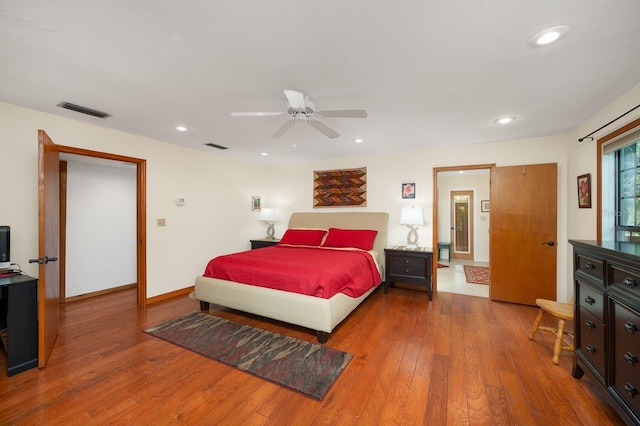 7201 SW 97th Ln, Gainesville, FL 32608 - bedroom featuring wood finished floors, recessed lighting, and ceiling fan