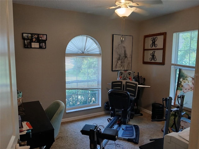 309 N Westwood St, Bushnell, FL 33513 - carpeted office space featuring ceiling fan and baseboards