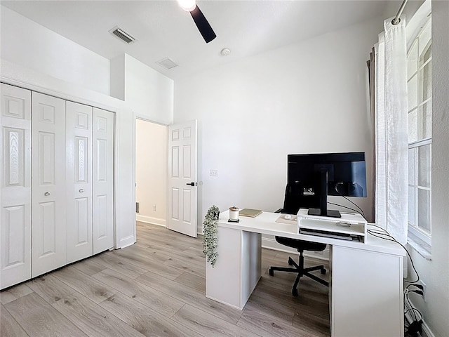 2421 Cimmaron Ash Way, Apopka, FL 32703 - home office featuring ceiling fan and light wood finished floors