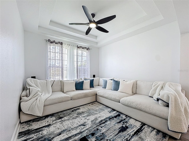 2421 Cimmaron Ash Way, Apopka, FL 32703 - living area with a raised ceiling and ceiling fan