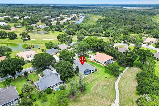 6109 Spinnaker Loop, Lady Lake, FL 32159 - aerial view of property and surrounding area featuring a large body of water, a golf course, and nearby suburban area