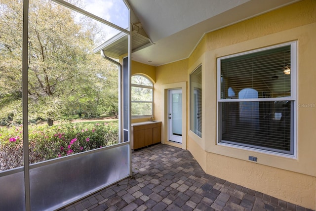 view of unfurnished sunroom