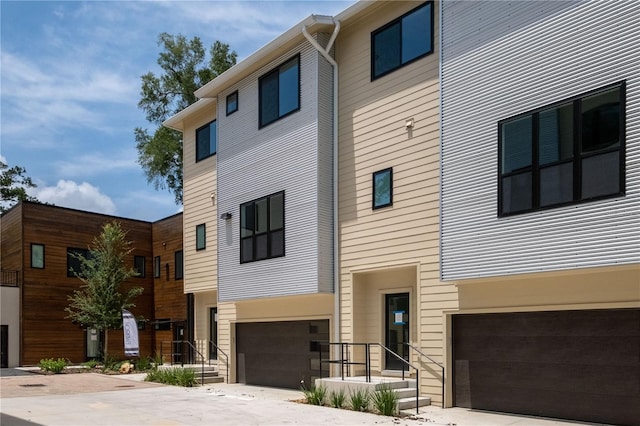 view of building exterior with a garage