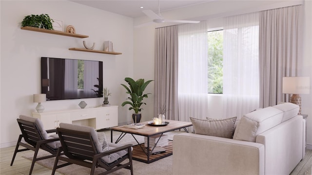 living area featuring light hardwood / wood-style flooring