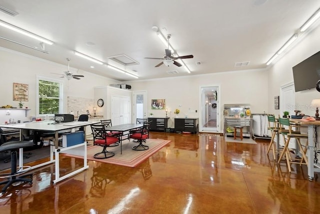 interior space with crown molding