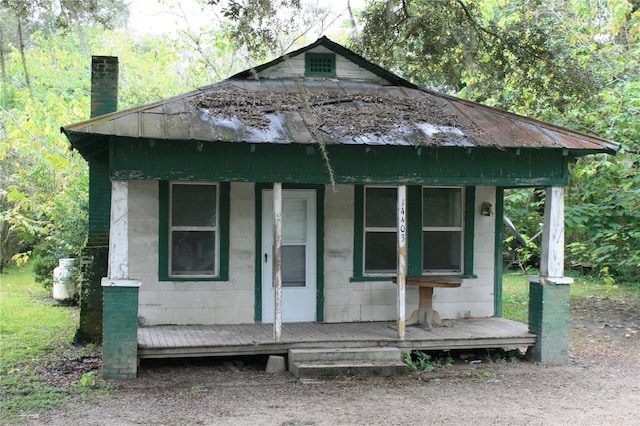 view of front of property with a deck