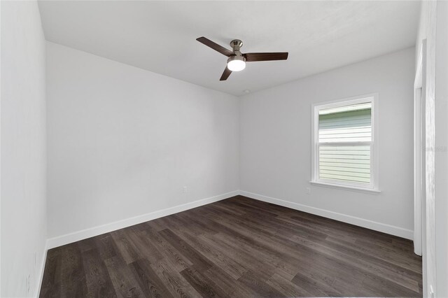 unfurnished room with ceiling fan and hardwood / wood-style floors