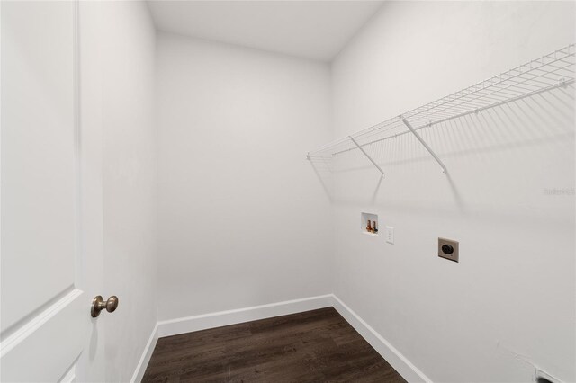 laundry room featuring hardwood / wood-style floors, hookup for an electric dryer, and washer hookup