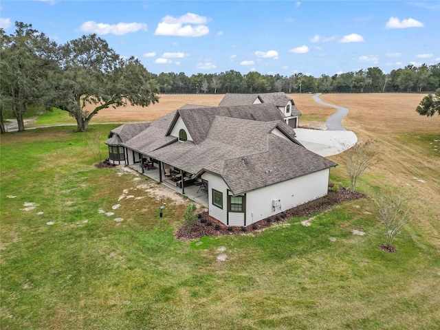 drone / aerial view with a rural view