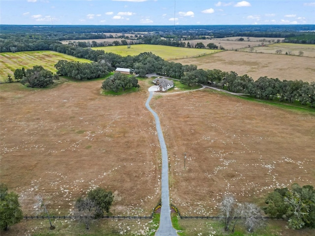 bird's eye view featuring a rural view