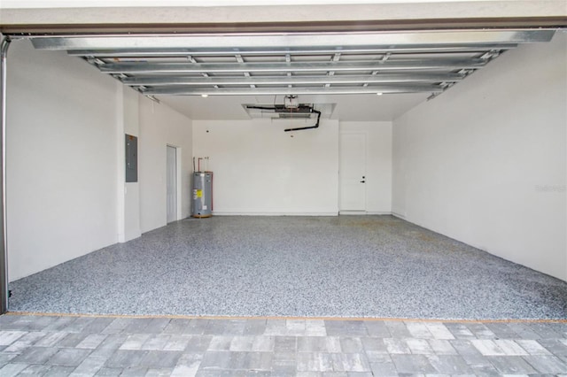 garage featuring water heater