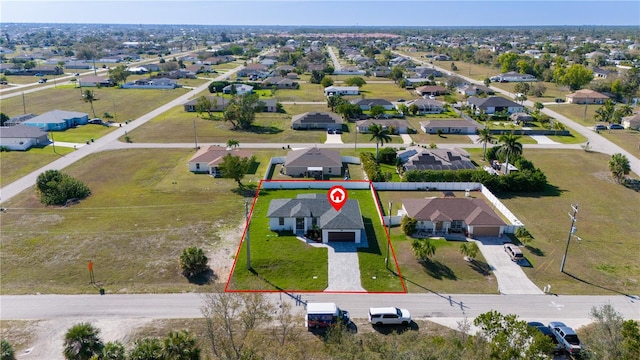 drone / aerial view with a residential view