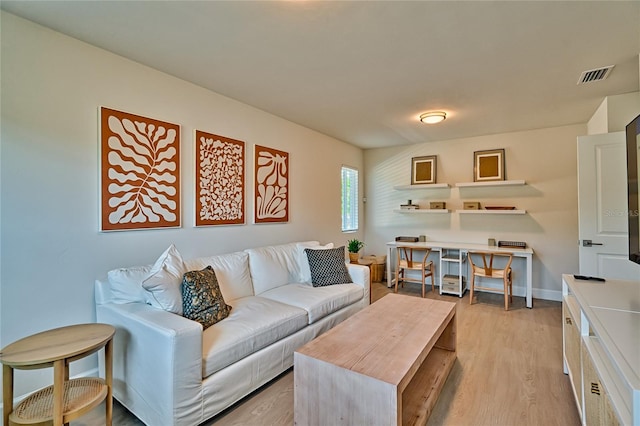 living room with light wood-type flooring