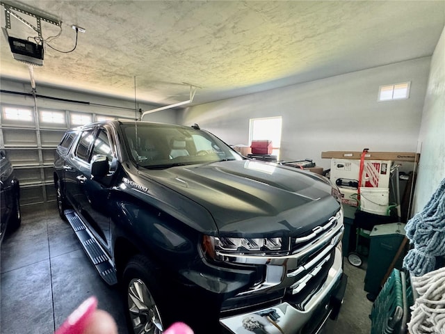 garage with a garage door opener