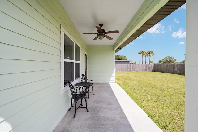 view of patio with ceiling fan