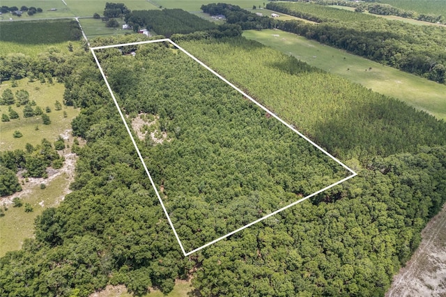 birds eye view of property featuring a rural view