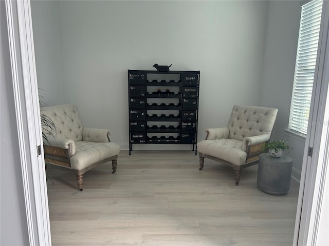 living area featuring light wood-type flooring