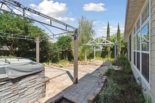 view of patio featuring a pergola