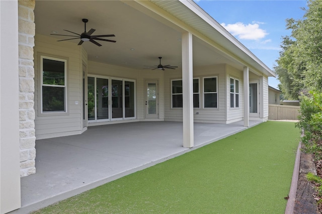 view of patio / terrace featuring ceiling fan