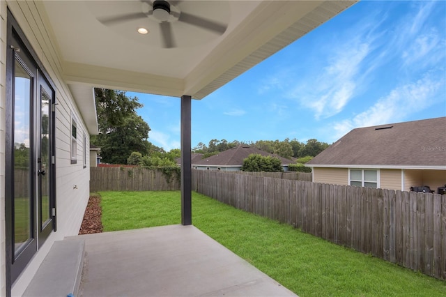 view of patio / terrace with ceiling fan