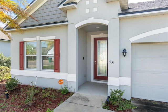 entrance to property with a garage