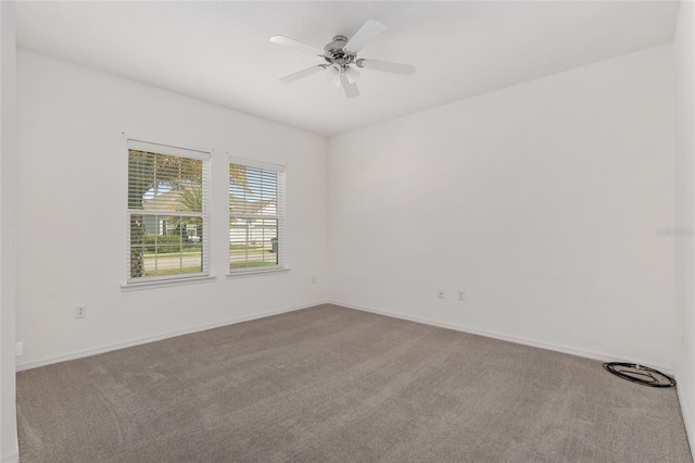 empty room featuring ceiling fan and carpet floors