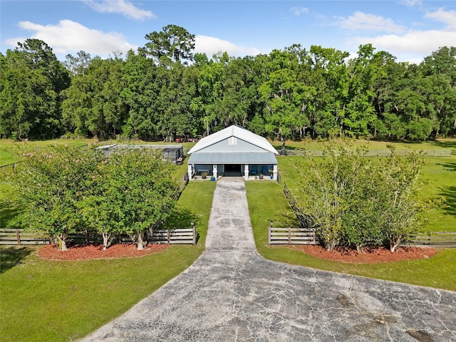 aerial view with a rural view