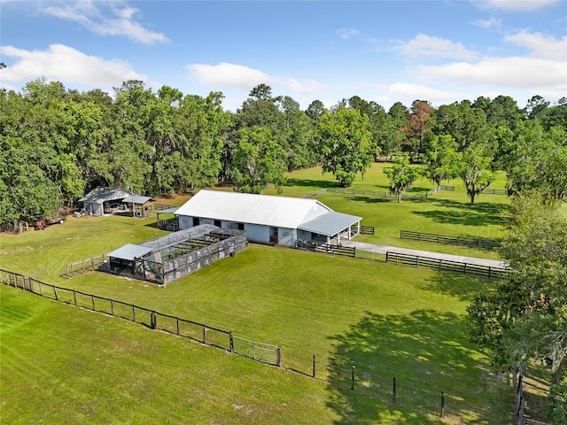 aerial view featuring a rural view