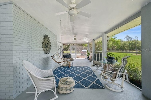 view of patio with ceiling fan