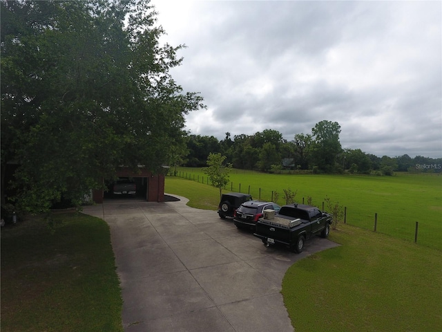 exterior space with a rural view