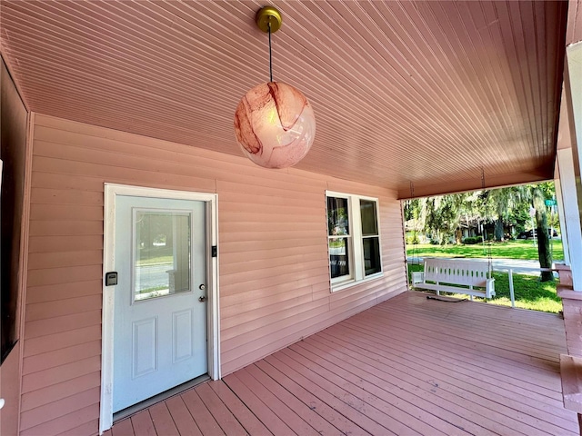 deck featuring covered porch