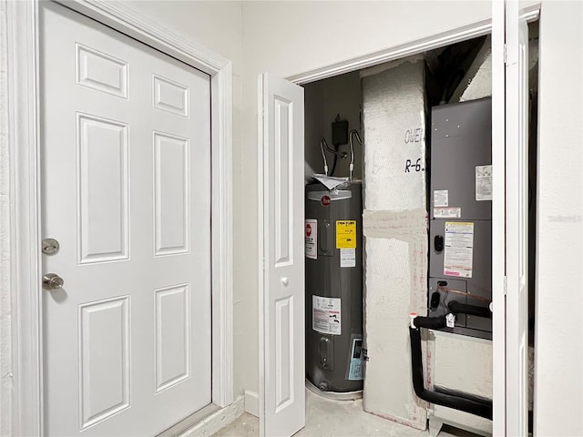 utility room with electric water heater