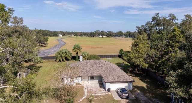 drone / aerial view with a rural view