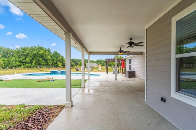 view of patio with ceiling fan