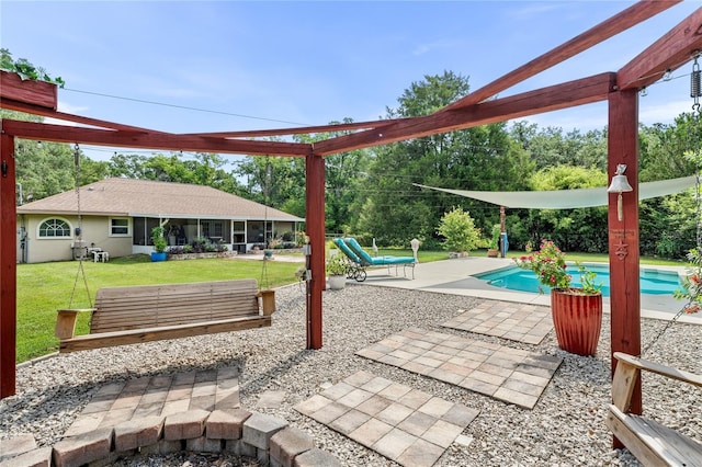 view of patio / terrace with an outdoor pool