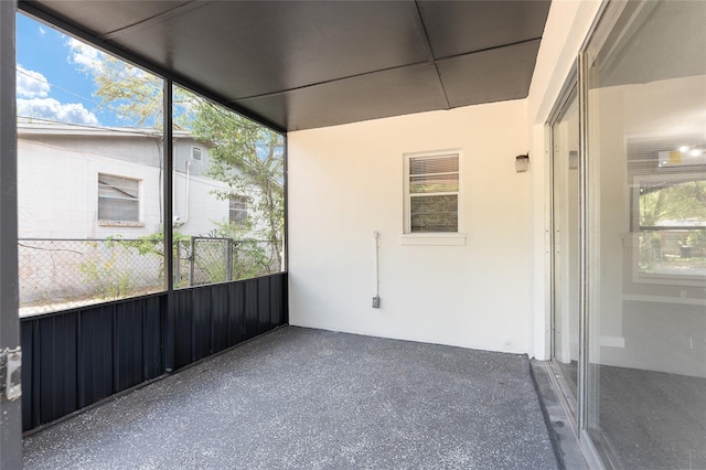 view of unfurnished sunroom