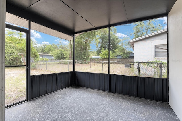 view of unfurnished sunroom