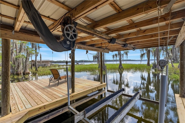 dock area featuring a water view