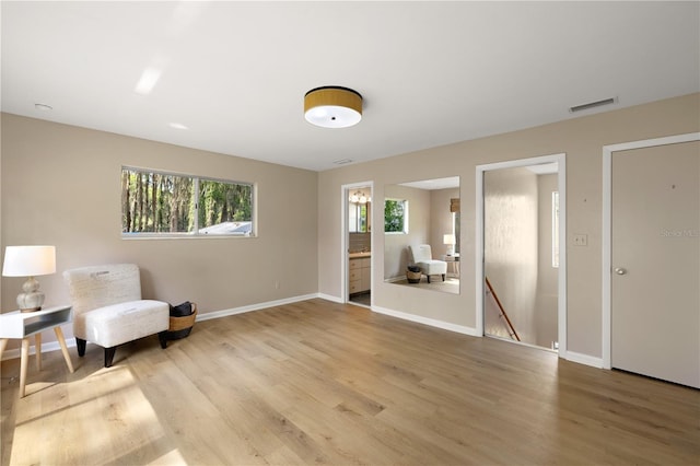 living area with light wood-type flooring