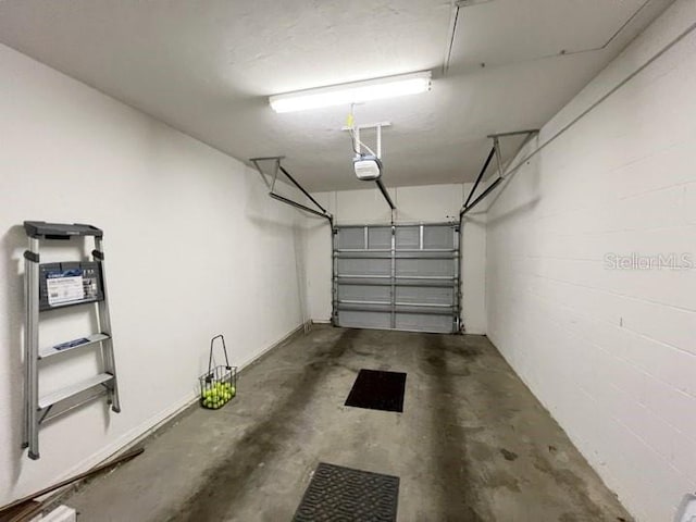 garage with a garage door opener