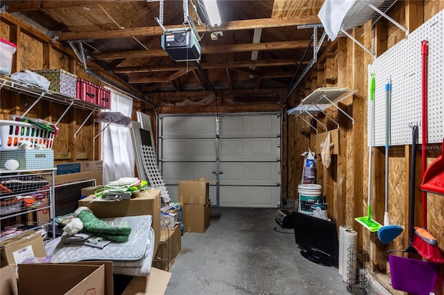 garage with a garage door opener