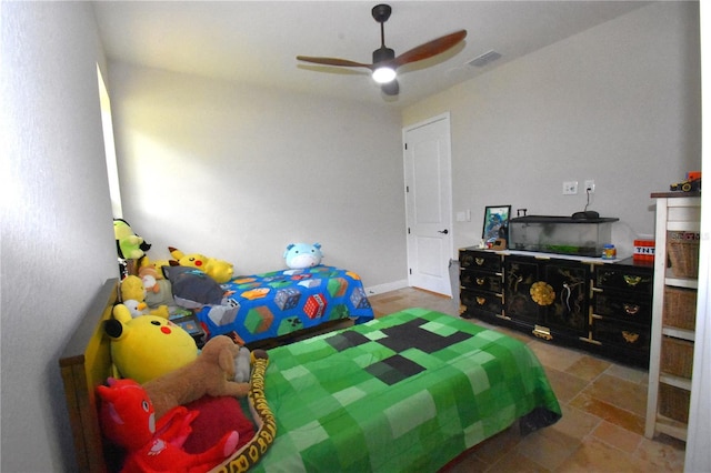 bedroom featuring ceiling fan