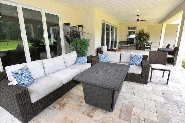 view of patio / terrace with outdoor lounge area and ceiling fan