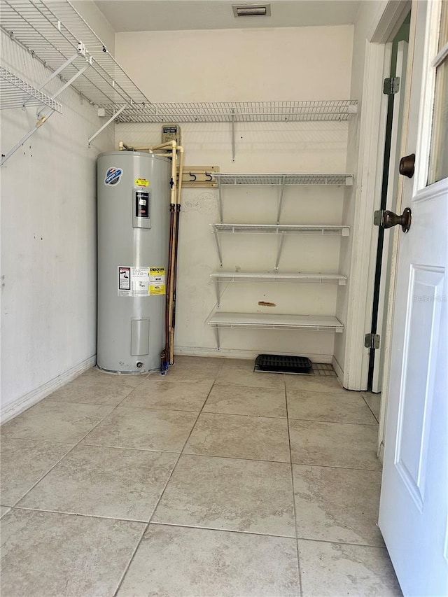 utility room featuring electric water heater