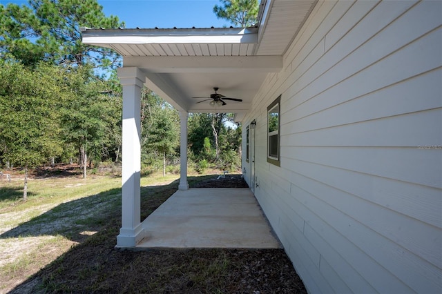 view of patio with ceiling fan