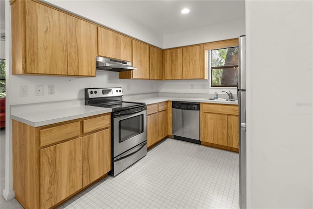 kitchen with stainless steel appliances and sink