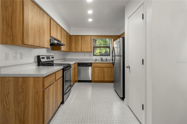 kitchen with appliances with stainless steel finishes and sink