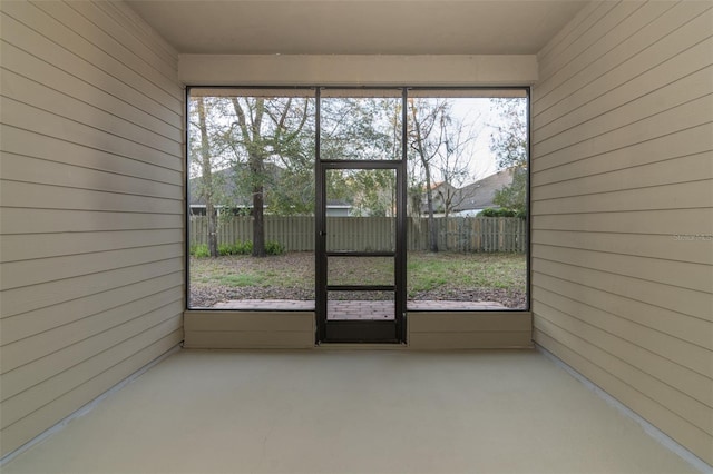 view of unfurnished sunroom