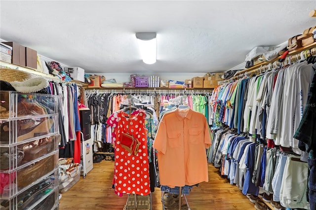 spacious closet featuring light hardwood / wood-style floors